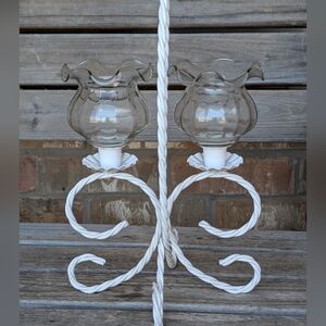 Vintage Homco Candle Holder And 2 Ruffled Votive Cups